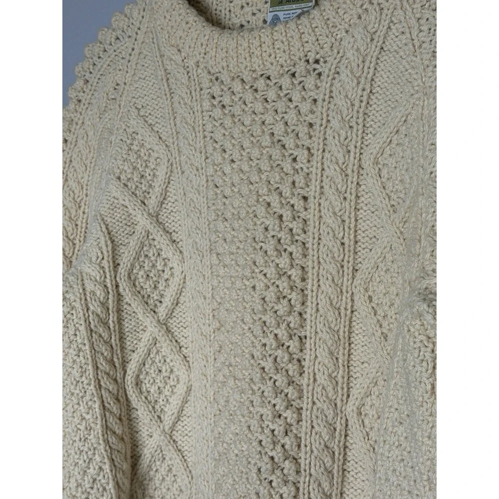 VTG Kennedy Of Ardara Irish Wool Cable Knit Fisherman Sweater M Ireland Aran